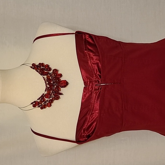 Express Red Spaghetti Strap Lace-up Back Dress - Picture 4 of 16